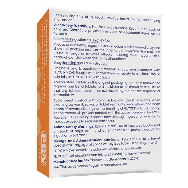 Felycin-CA1 (sirolimus delayed-release tablets) for Cats, 12 Tablets