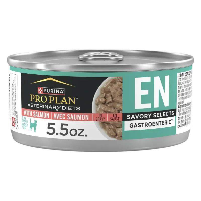 Purina Pro Plan Veterinary Diets EN Gastroenteric Savory Selects with Salmon in Sauce Wet Cat Food, 24 x 5.5 oz cans