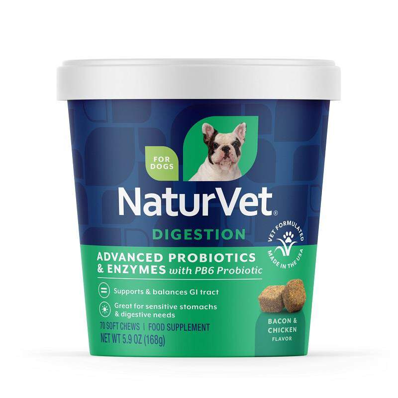 NaturVet Advanced Probiotics & Enzymes Plus Vet Strength PB6 Probiotic Soft Chews for Dogs