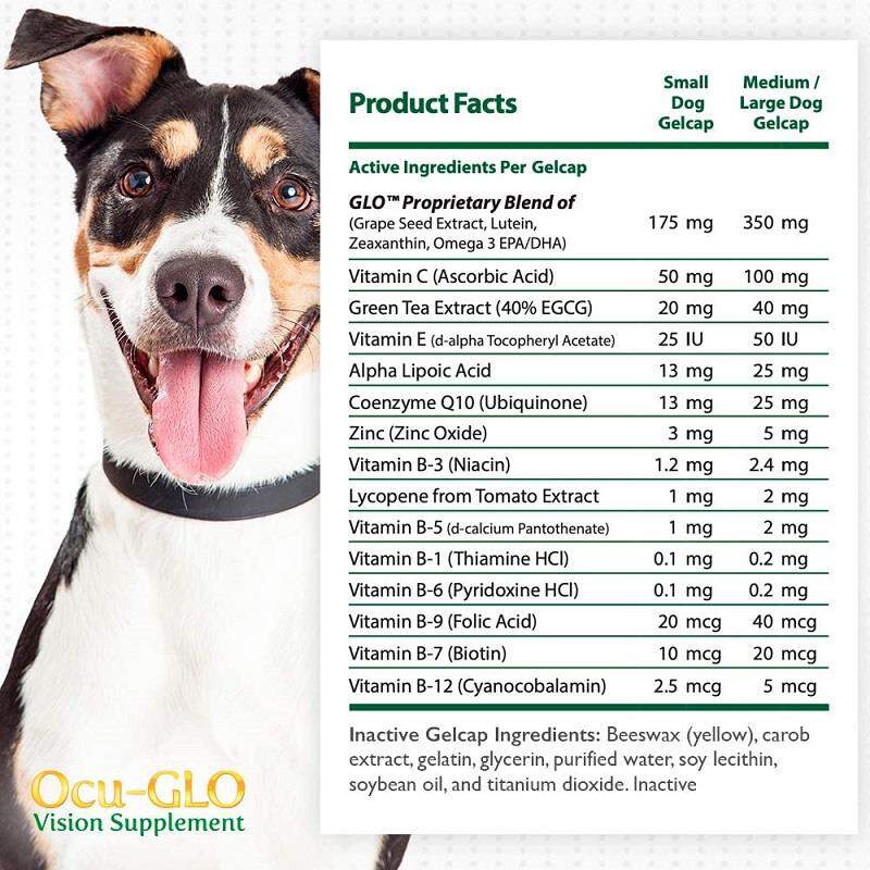 Ocu-GLO Vision Supplement for Dogs, 90 Liquid Gelcaps for Medium & Large Dogs