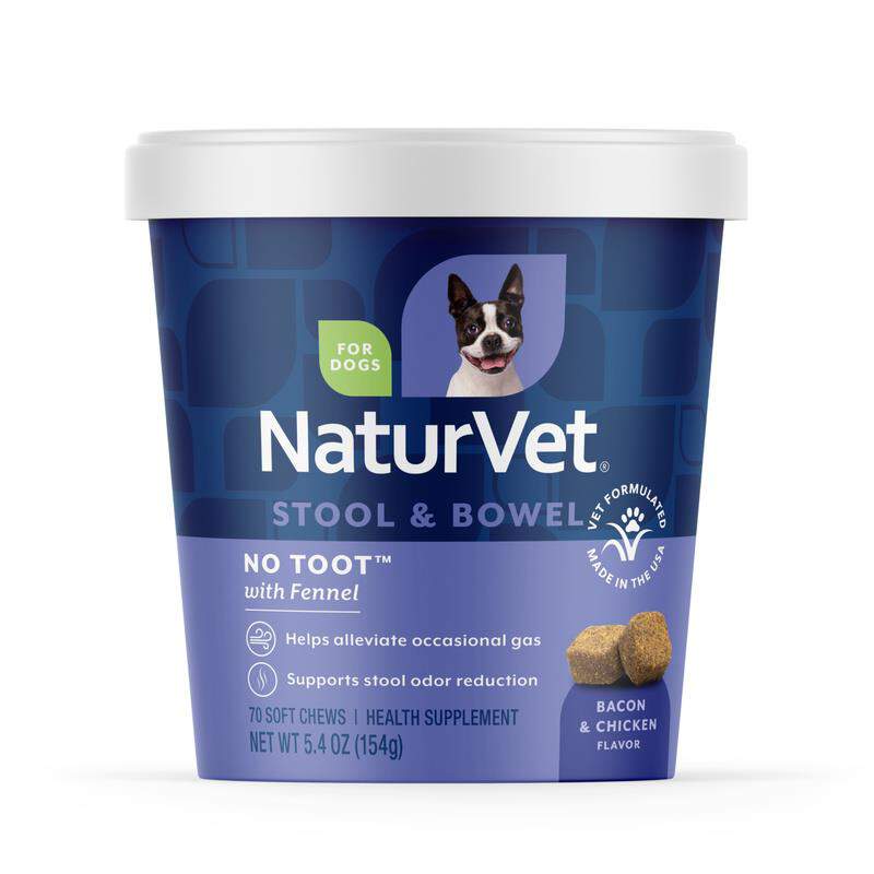 NaturVet No Toot Gas Aid Plus Fennel for Dogs, 70 Soft Chews