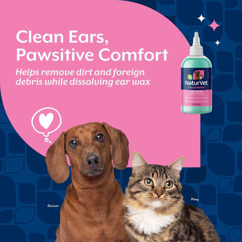 NaturVet Ear Wash w/Tea Tree Oil (Aloe & Baby Powder Scent)