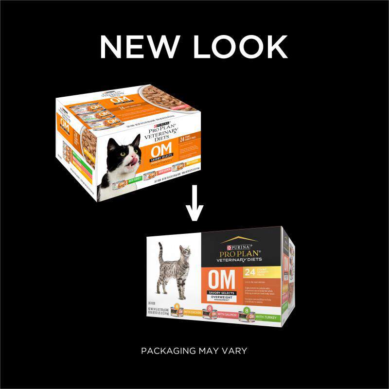 Purina Pro Plan Veterinary Diets OM Overweight Management Savory Selects Wet Cat Food Variety Pack, 24 x 5.5 oz cans