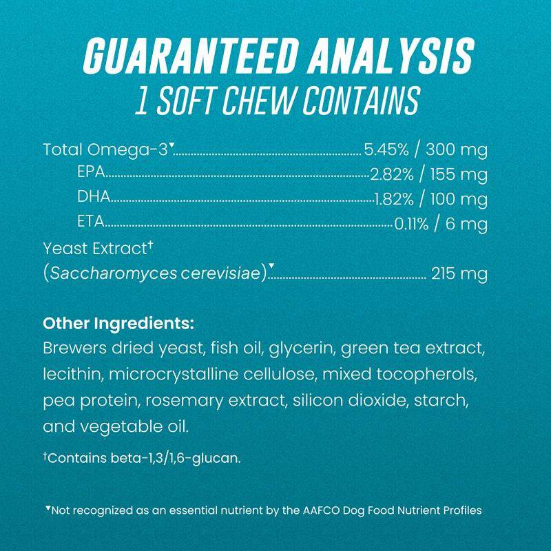 Welactin Omega-3 Skin & Coat Health plus Overall Wellness Supplement for Dogs, 60 Soft Chews