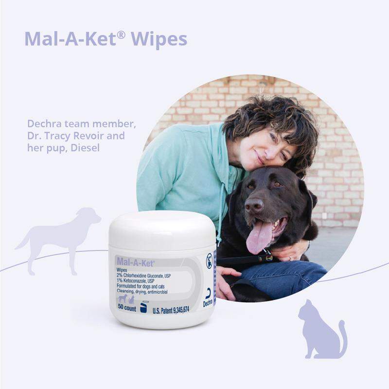 Dechra Pharmaceuticals Mal-A-Ket Medicated Wipes for Dogs and Cats, 50 Count