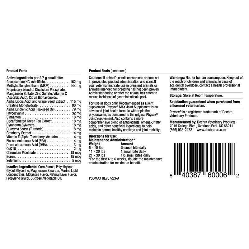 Phycox Max Small Bites Canine Joint Supplement, 120 ct