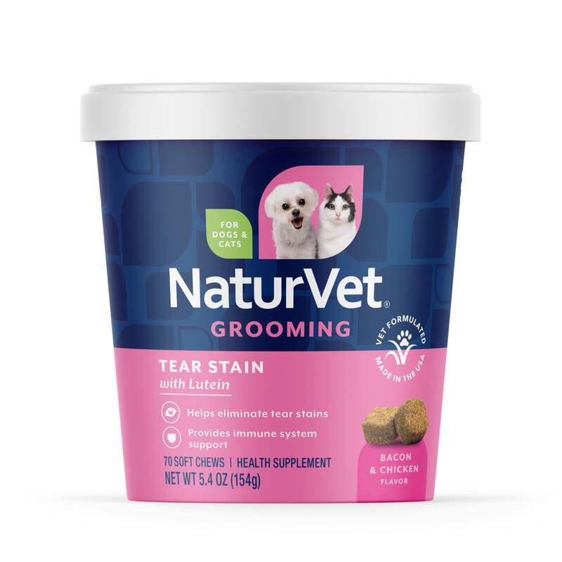 NaturVet Tear Stain Supplement Plus Lutein Soft Chews for Dogs and Cats