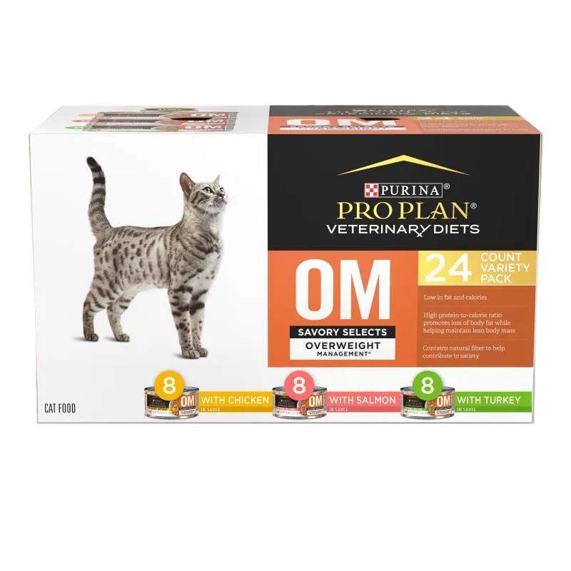 Purina Pro Plan Veterinary Diets OM Overweight Management Savory Selects Wet Cat Food Variety Pack, 24 x 5.5 oz cans