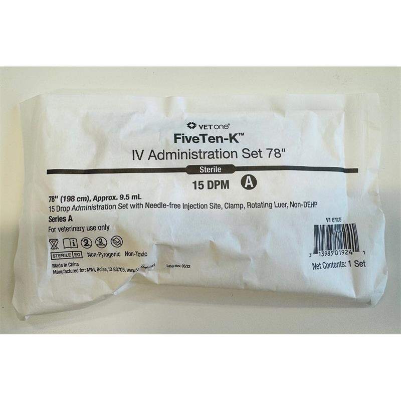 FiveTen-K IV Administration Set, 15 DPM with Needle-Free Injection Site and Rotating Luer, 78" (Series A)