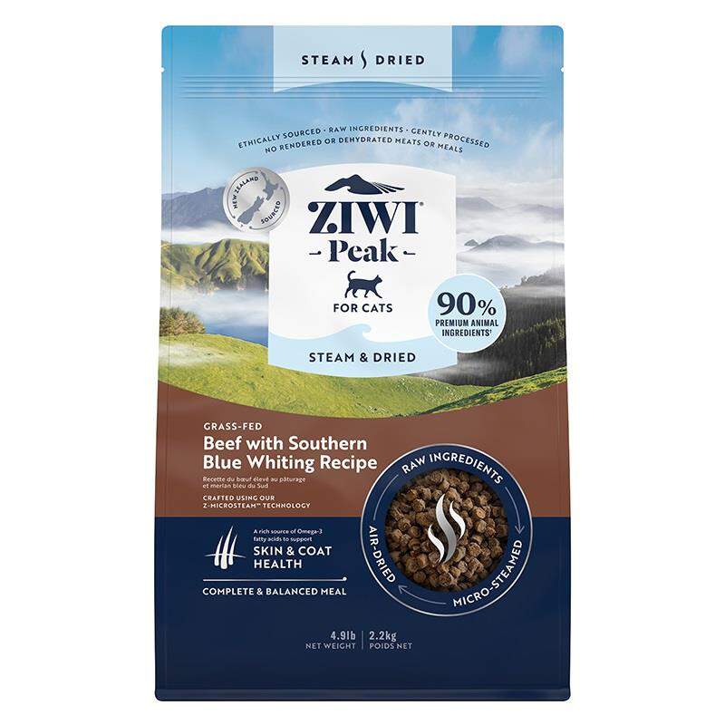 ZIWI Peak Steam & Dried Beef with Southern Blue Whiting Recipe Cat Food, 4.9 lb