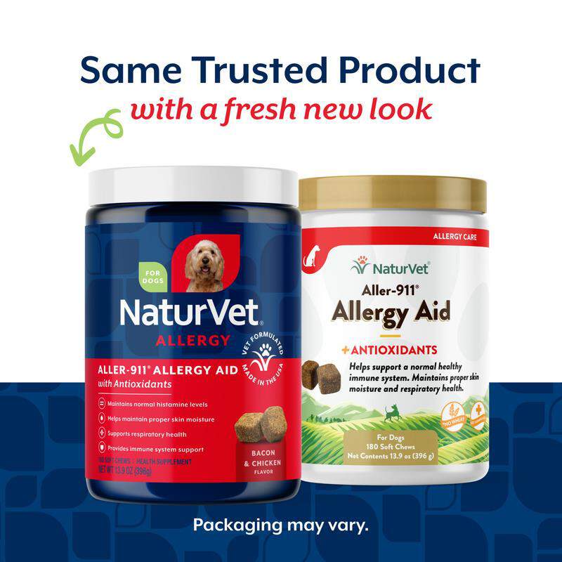 NaturVet Aller-911 Allergy Aid Plus Antioxidants Soft Chews for Dogs and Cats, 180 ct