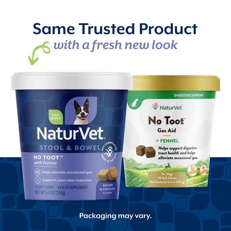 NaturVet No Toot Gas Aid Plus Fennel for Dogs, 70 Soft Chews
