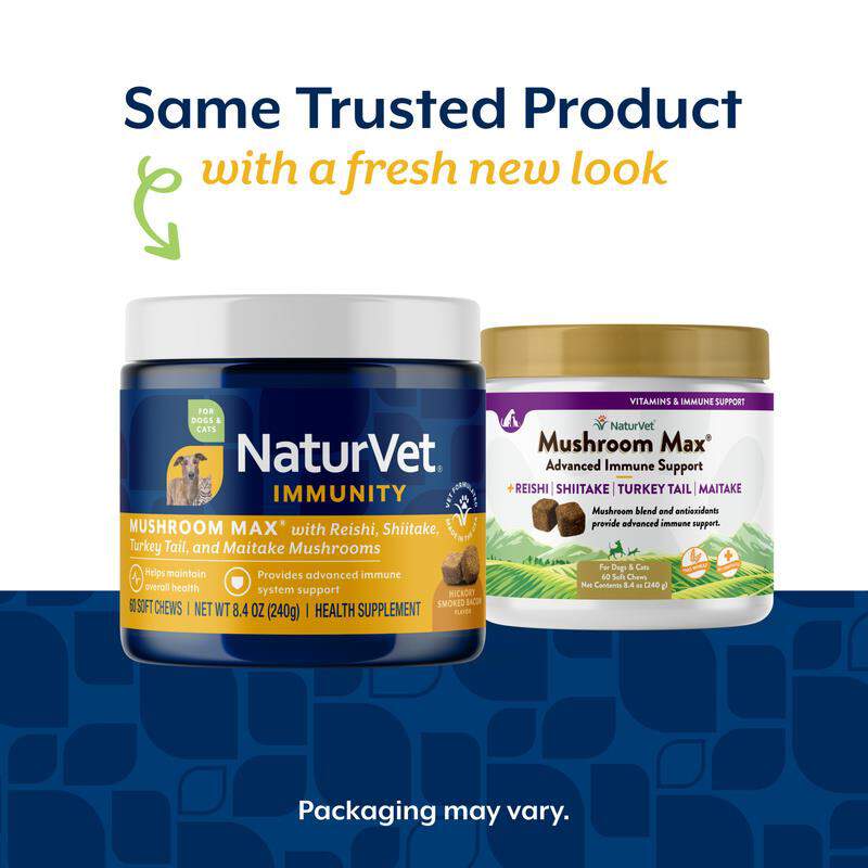 NaturVet Mushroom Max Advanced Immune Support with Turkey Tail Soft Chews for Dogs & Cats