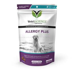 VetriScience Allergy & Itch Support Allergy Plus Immune Supplement for Dogs, 75 Chews