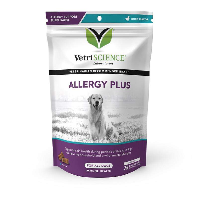 VetriScience Allergy & Itch Support Allergy Plus Immune Supplement for Dogs, 75 Chews