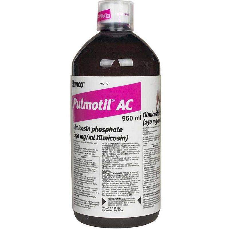 Pulmotil AC (Tilmicosin Phosphate) for Swine, 960 mL