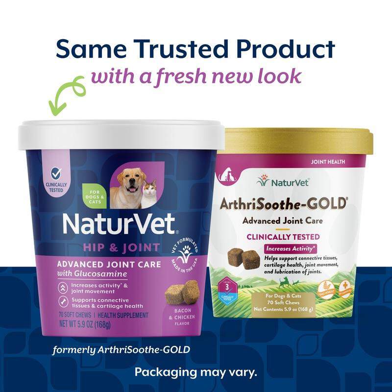 NaturVet Advanced Joint Care Hip & Joint Supplement for Dogs and Cats, 70 Soft Chews