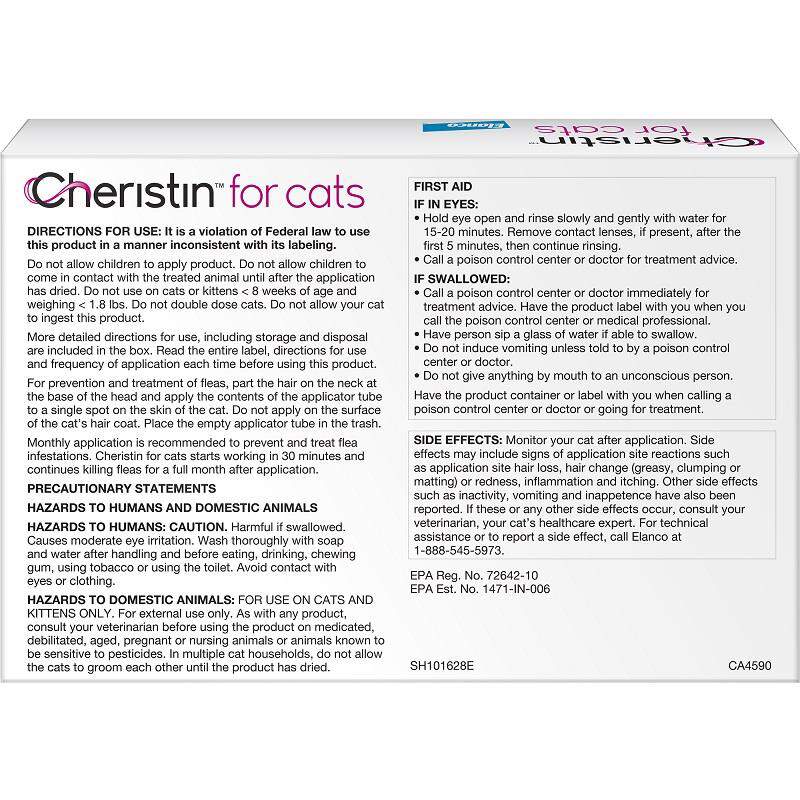 Elanco Animal Health Cheristin for Cats for Fleas, 6 Monthly Doses
