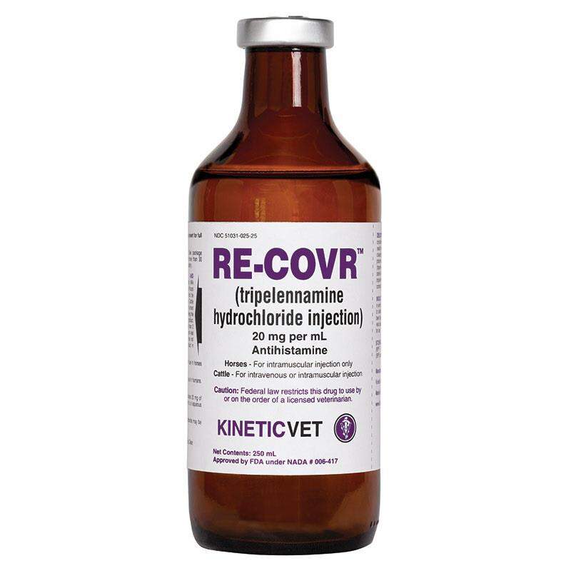 RE-COVR (Tripelennamine Hydrochloride Injection) 20 mg/ml for Horses and Cattle, 250 ml