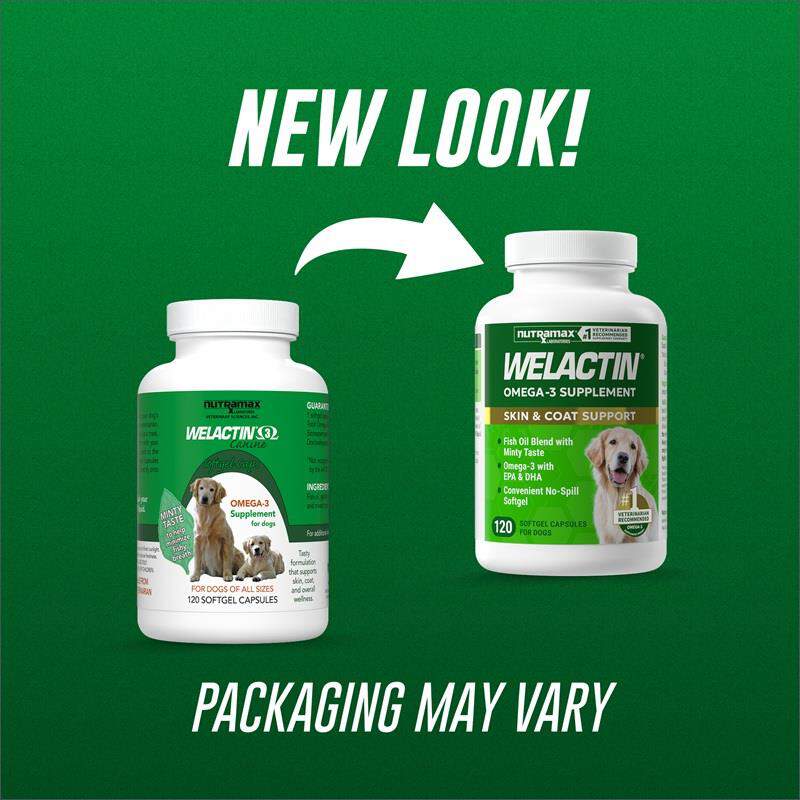 Nutramax Laboratories, Inc. Welactin Canine Softgel Capsules for Dogs, 120 Count