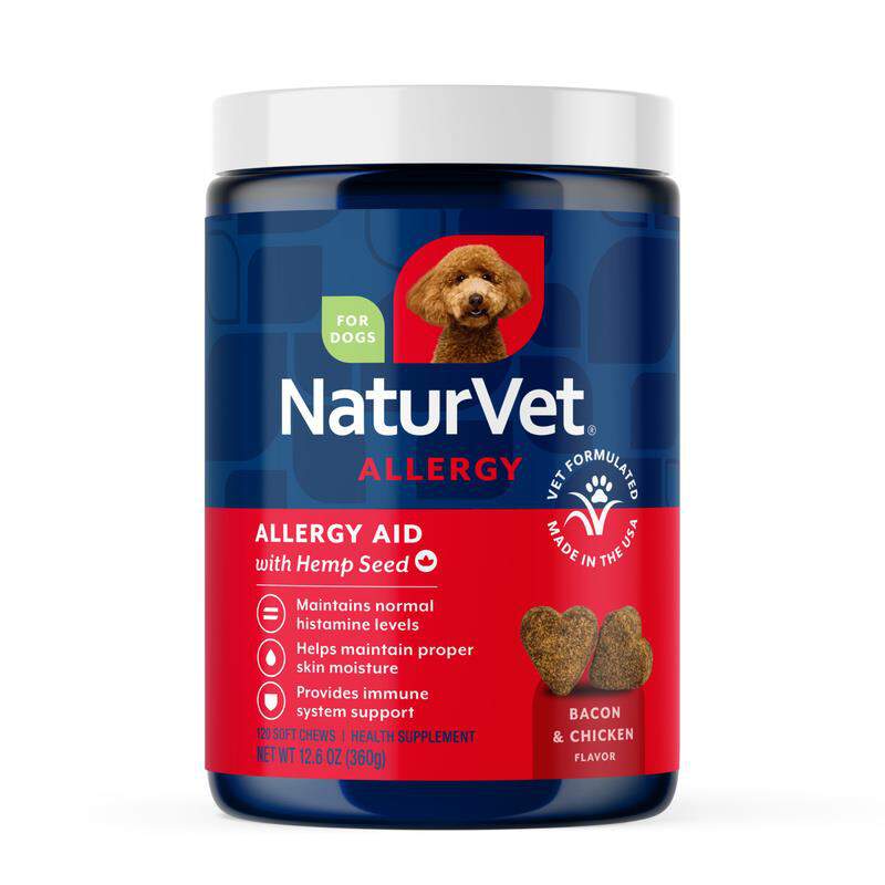 NaturVet Hemp Allergy Aid Plus Hemp Seed Soft Chews for Dogs, 120 Ct