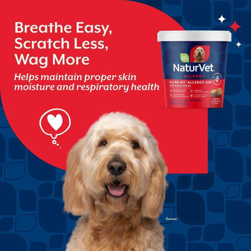NaturVet Aller-911 Allergy Aid Plus Antioxidants for Dogs, 70 Soft Chews