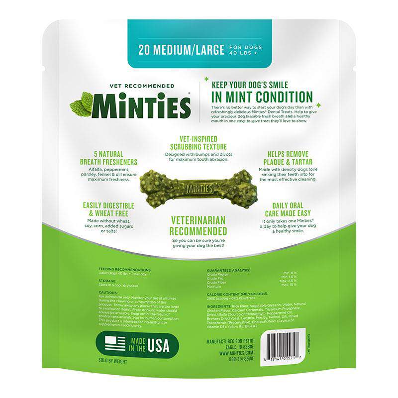 Minties Dental Treats for Medium/Large Dogs 40+ lbs 16 oz