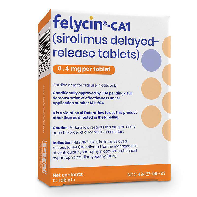 Felycin-CA1 (sirolimus delayed-release tablets) for Cats, 12 Tablets