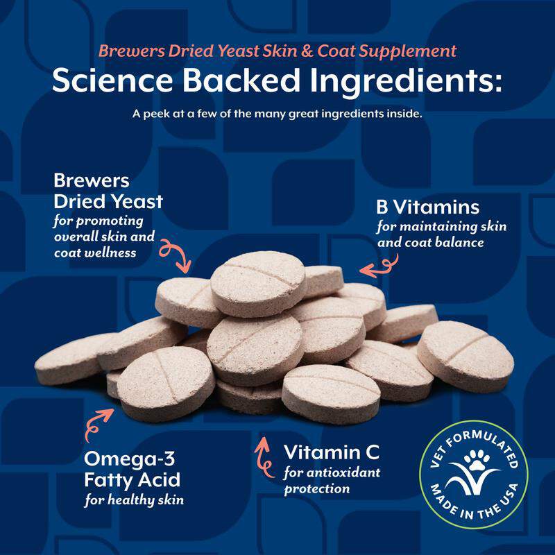 NaturVet Brewer's Dried Yeast Formula plus Omegas, 1000 Chew Tabs