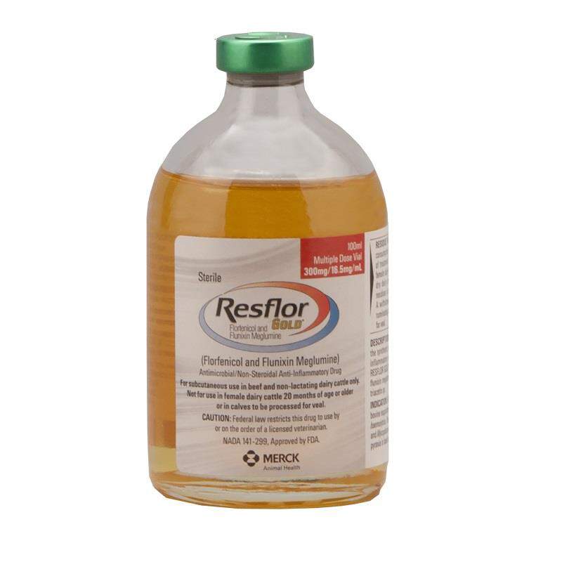 Resflor Gold (Florfenicol and Flunixin Meglumine) Injectable for Cattle