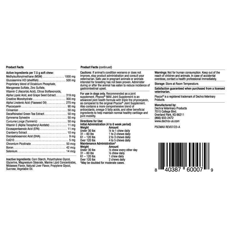 Dechra Pharmaceuticals Phycox Max for Dogs with Joint Issues, 90 Soft Chews