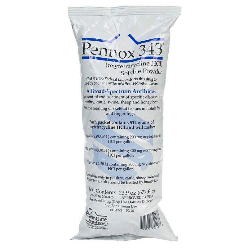 Pennox 343 (Oxytetracycline HCL) Soluble Powder for Livestock, 23.9 oz