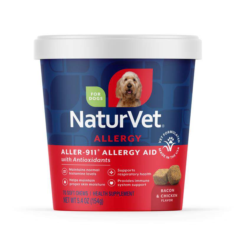 NaturVet Aller-911 Allergy Aid Plus Antioxidants for Dogs, 70 Soft Chews
