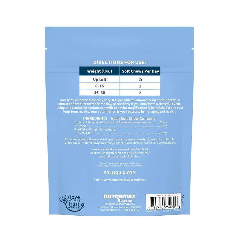 Solliquin Behavioral Health Supplement for Small to Medium Dogs and Large Cats, 75 Soft Chews