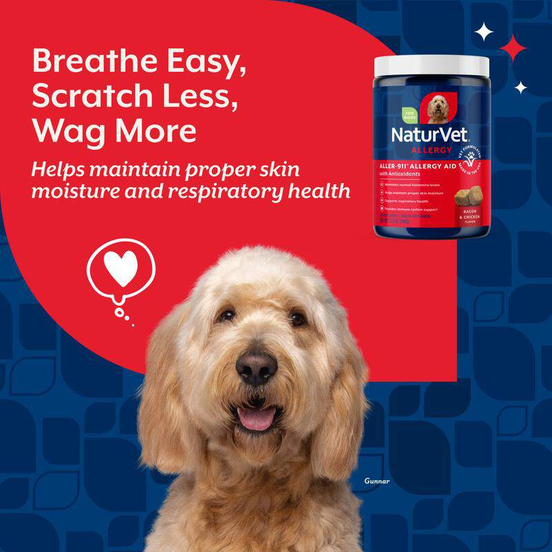 NaturVet Aller-911 Allergy Aid Plus Antioxidants Soft Chews for Dogs and Cats, 180 ct