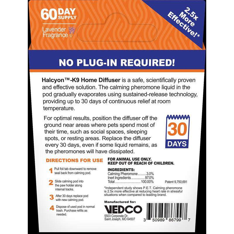 HALCYON-K9 Calming Home Diffuser Refills for Dogs, 2 pack