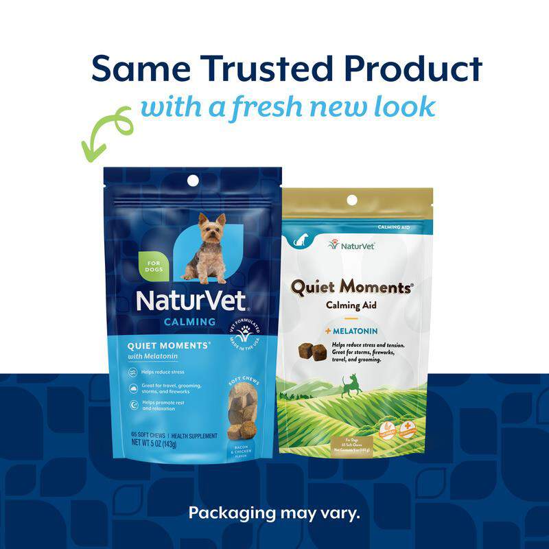 NaturVet Quiet Moments Calming Aid Plus Melatonin, 65 Soft Chews