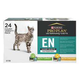 Purina Pro Plan Veterinary Diets EN Gastroenteric Savory Selects with Chicken and Turkey Variety Pack Wet Cat Food, 24 x 5.5 oz cans