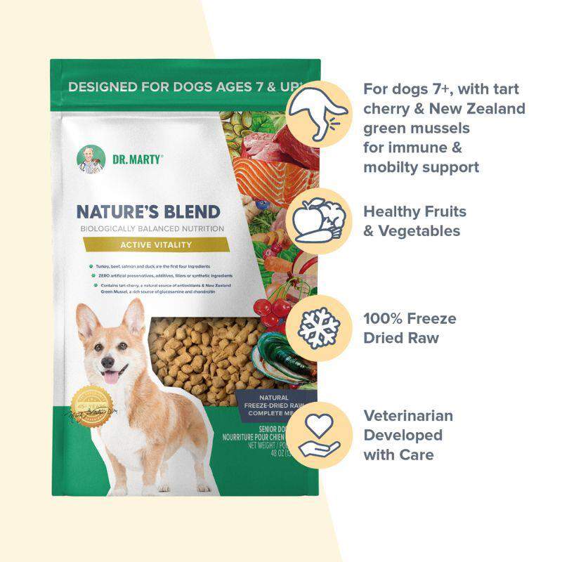 Dr. Marty Nature's Blend Active Vitality Freeze Dried Raw Senior Dog Food, 48 oz
