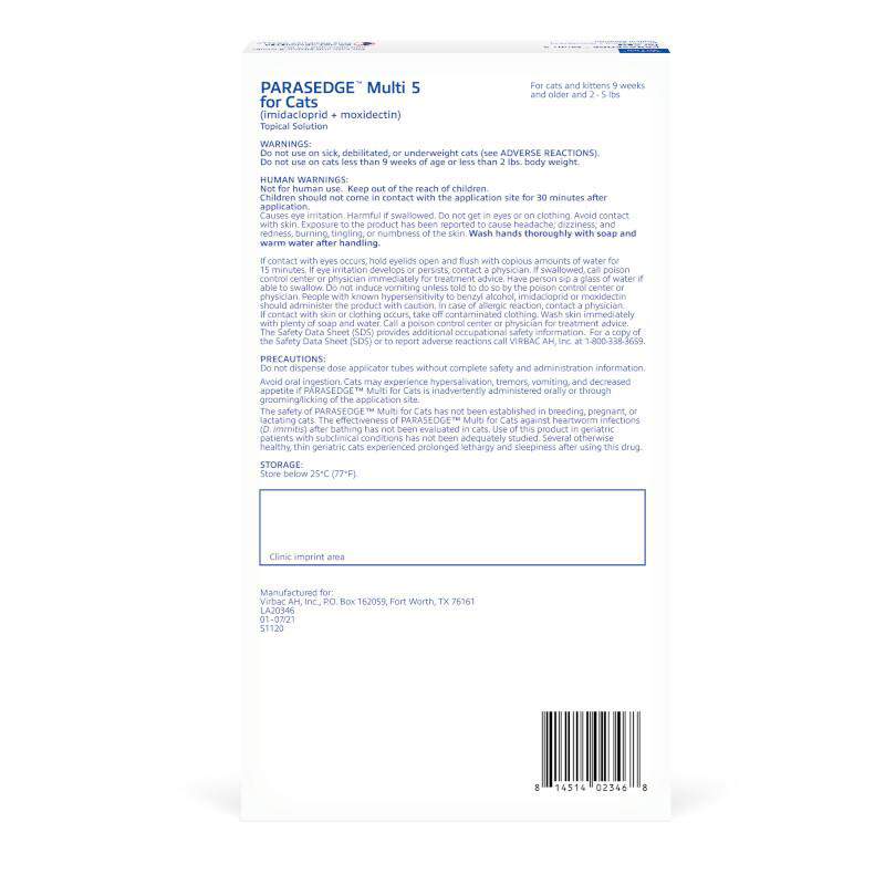 PARASEDGE Multi for Cats (imidacloprid + moxidectin) Topical Solution, 3 Pack