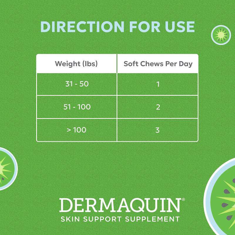 Dermaquin Skin Support Supplement for Large Dogs, 60 Soft Chews