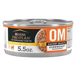Purina Pro Plan Veterinary Diets OM Overweight Management Savory Selects with Chicken Wet Cat Food, 24 x 5.5 oz cans