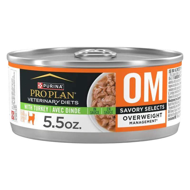 Purina Pro Plan Veterinary Diets OM Savory Selects Adult Cat Food, 24 x 5.5 oz cans