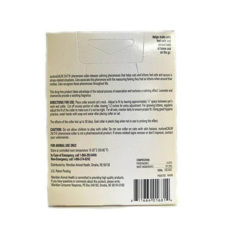 Meridian Animal Health NurtureCALM 24/7 Pheromone Collar for Cats, 15"