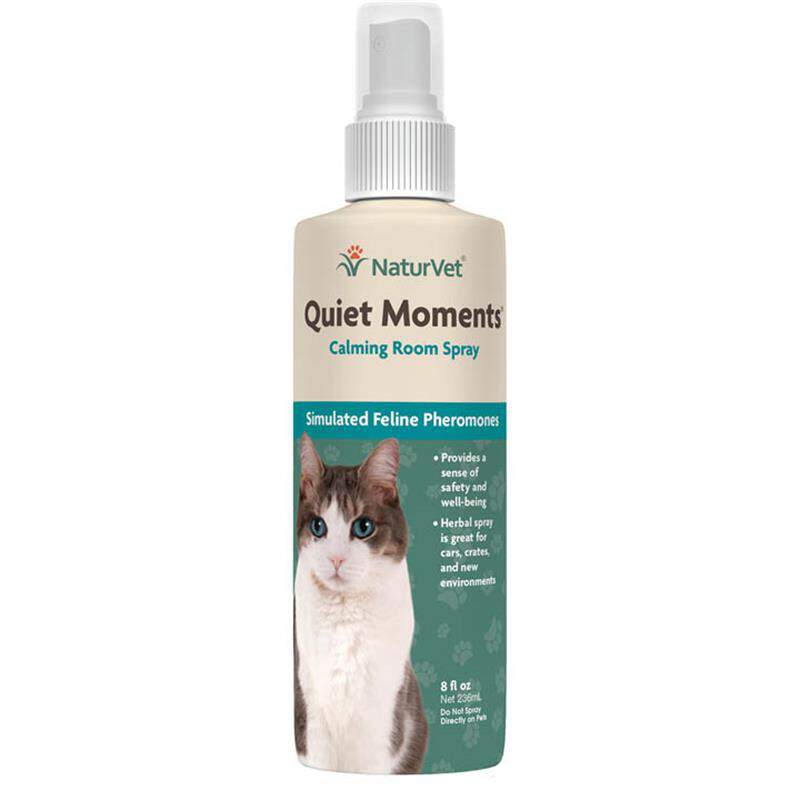 NaturVet Quiet Moments Herbal Calming Spray for Cats, 8 oz