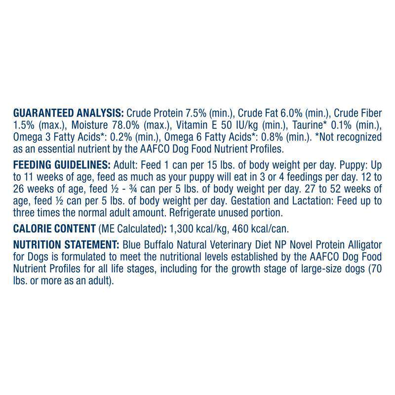 Blue Buffalo Natural Veterinary Diet NP Novel Protein Alligator Dog Food (12 X 12.5 oz) Cans