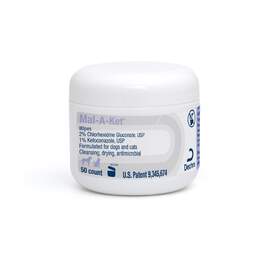 Dechra Pharmaceuticals Mal-A-Ket Medicated Wipes for Dogs and Cats, 50 Count