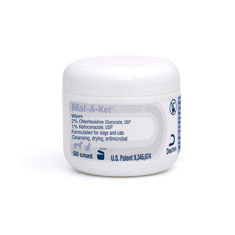 Dechra Pharmaceuticals Mal-A-Ket Medicated Wipes for Dogs and Cats, 50 Count