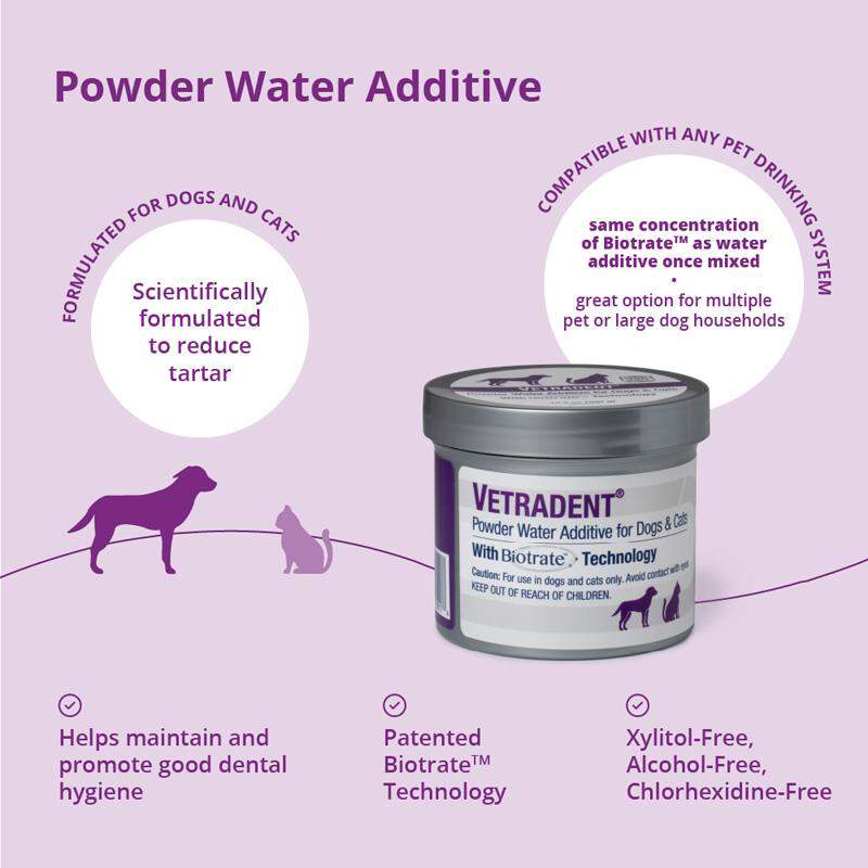 Vetradent Powder Water Additive for Dogs & Cats, 300 gm