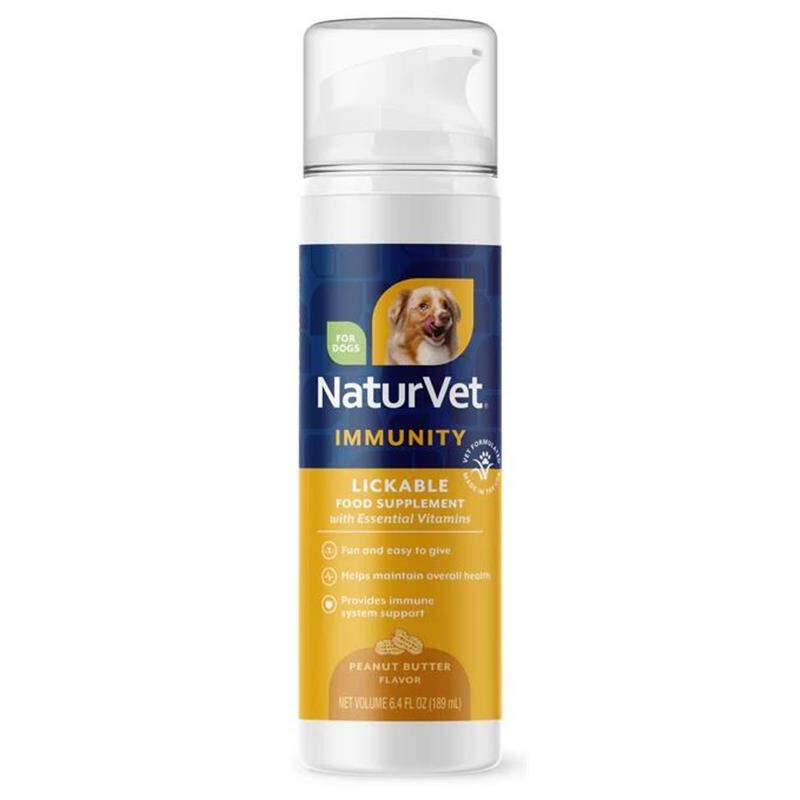 NaturVet Lickable Multi-Vitamin Immunity Food Supplement for Dogs, Peanut Butter Flavor, 6.4 fl oz